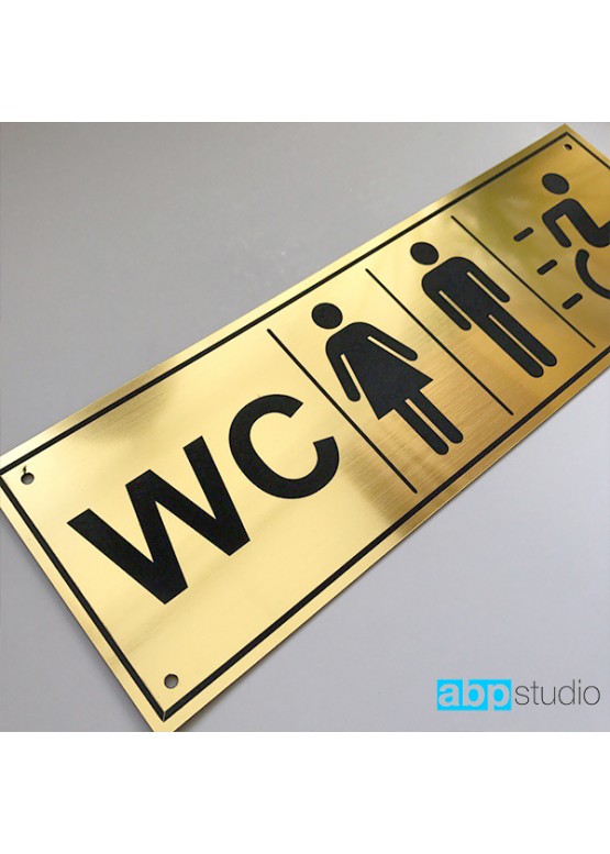 Табличка на дверь WC  пластик золото/серебро  (арт.Тd8)